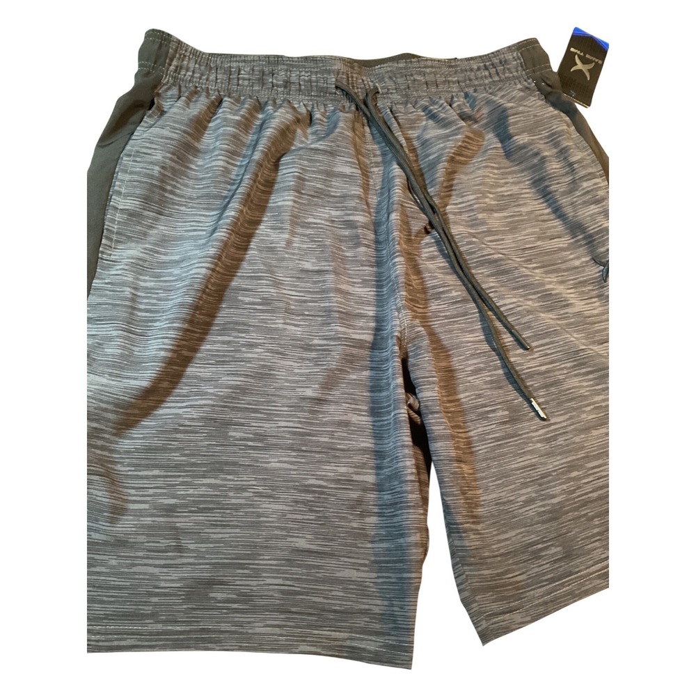 Game Time Mens 2X Athletic Shorts Heather Gray Black Activewear Gym Workout